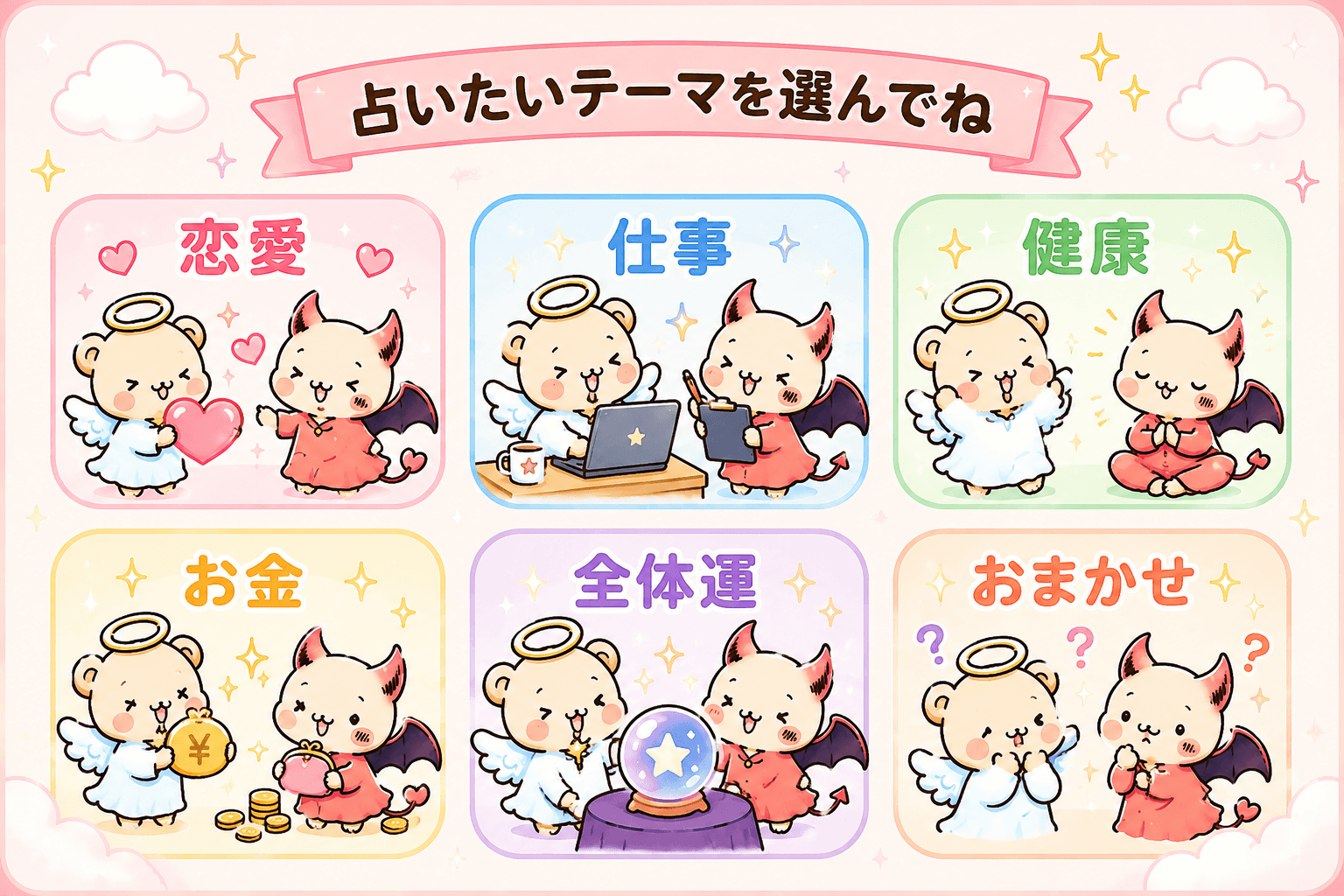 占いたいテーマを選んでね